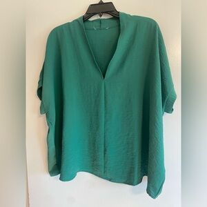 Jewel Tone Green Oversized Blouse- Size M
